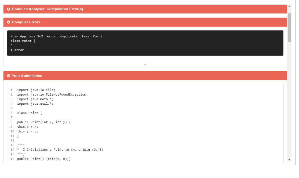 CodeLab Analysis: Compilation Error(s) Compiler | Chegg.com