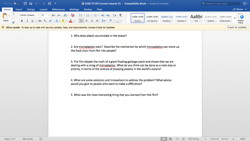 Solved CASE STUDY human impacts (1) Compatibility Mode-Saved | Chegg.com