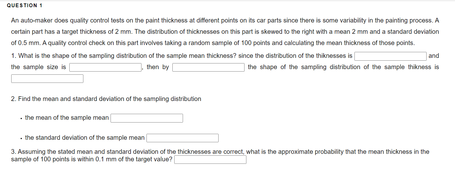 Solved An Auto-maker Does Quality Control Tests On The Paint | Chegg.com