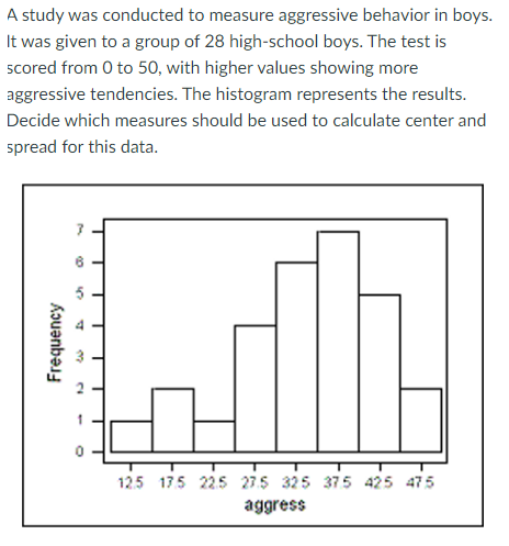Solved A study was conducted to measure aggressive behavior | Chegg.com