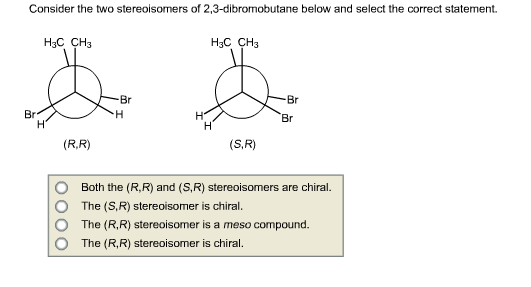 consider the two stereoisomers of 2 3-dibromobutane