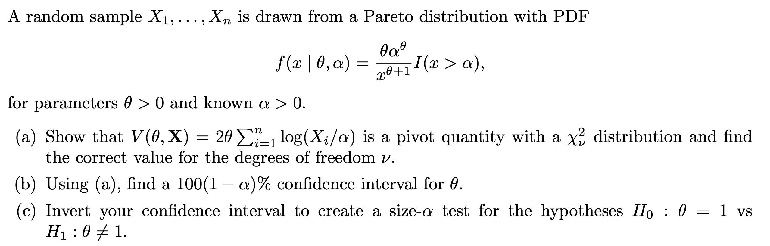 Solved A random sample X1,…,Xn is drawn from a Pareto | Chegg.com