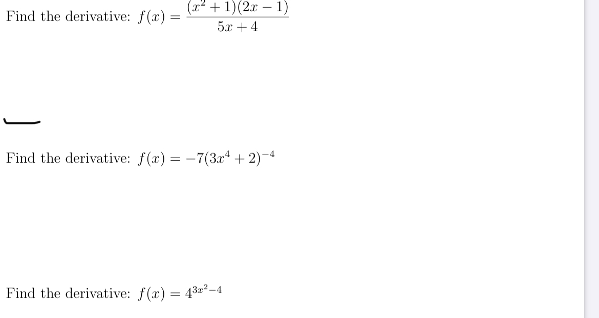 derivative of 2x 3 4 x 2 x 1 5