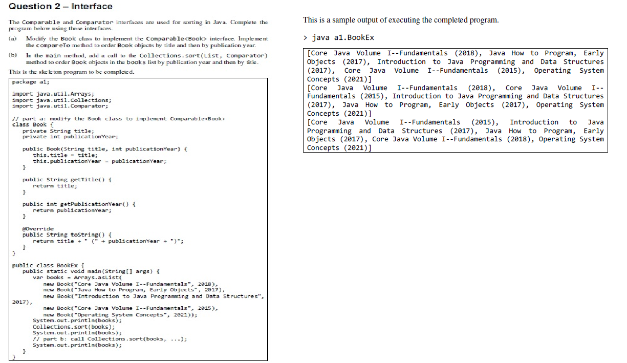 Solved Question 2 - Interface This is a sample output of | Chegg.com