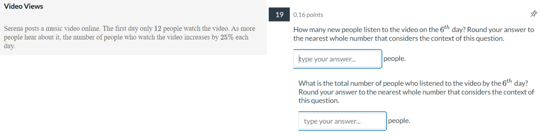 Solved Video Views 190.16 points Serena posts a music video | Chegg.com