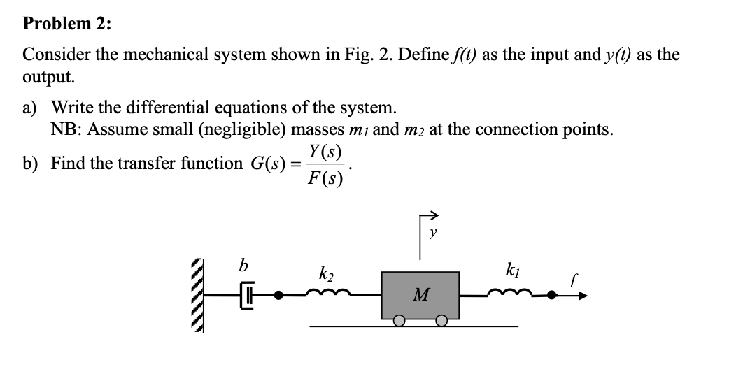 Solved Problem 2: Consider the mechanical system shown in | Chegg.com