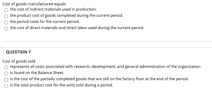 Solved Cost Of Goods Manufactured Equals The Cost Of