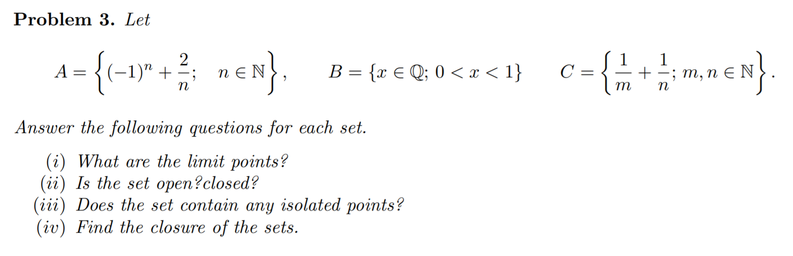 Solved Problem 3. Let A = {(-1) * + Nen} B = [ Q: 0