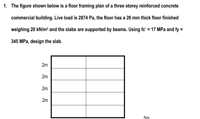 Solved 1. The figure shown below is a floor framing plan of | Chegg.com