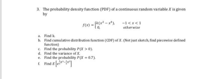 Solved The Probability Density Function (PDF) Of A | Chegg.com