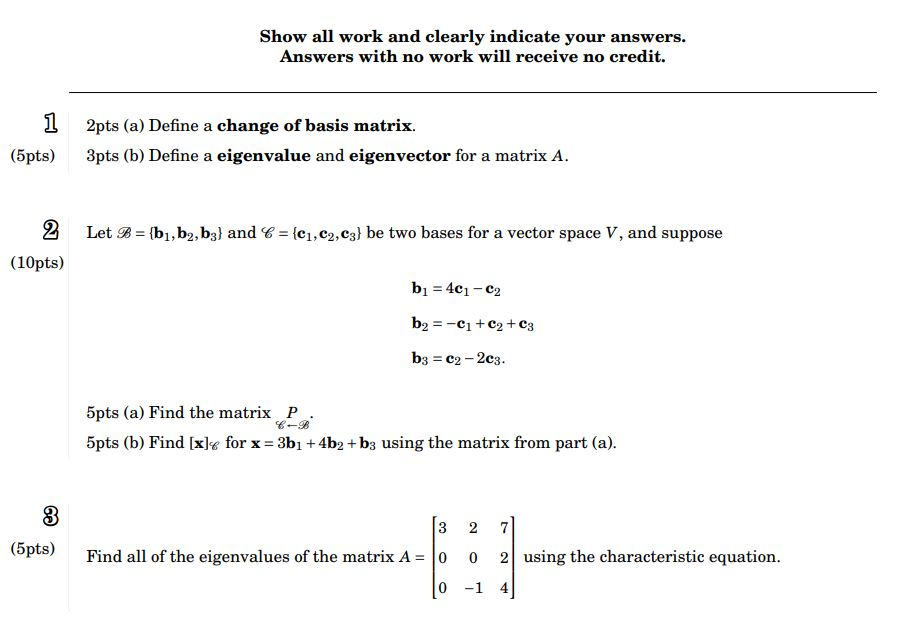 Solved Show all work and clearly indicate your answers. | Chegg.com