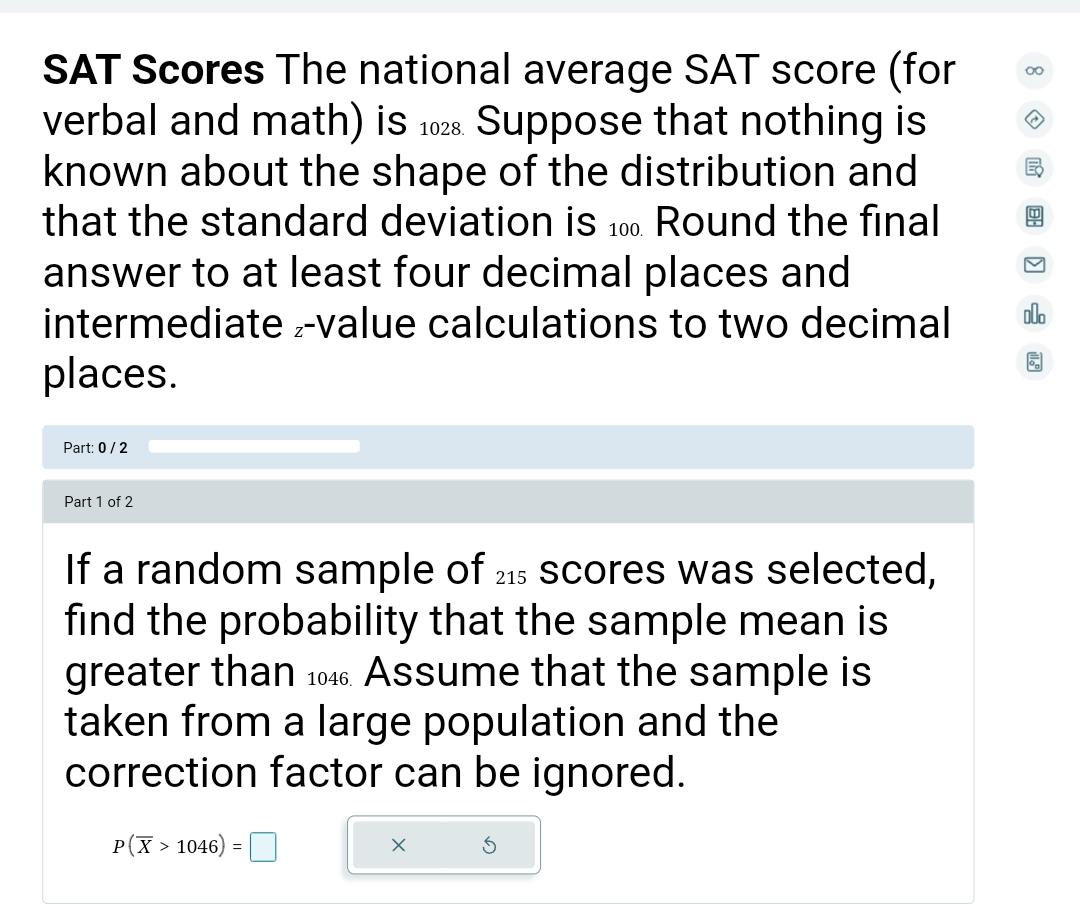 Solved SAT Scores The national average SAT score (for verbal