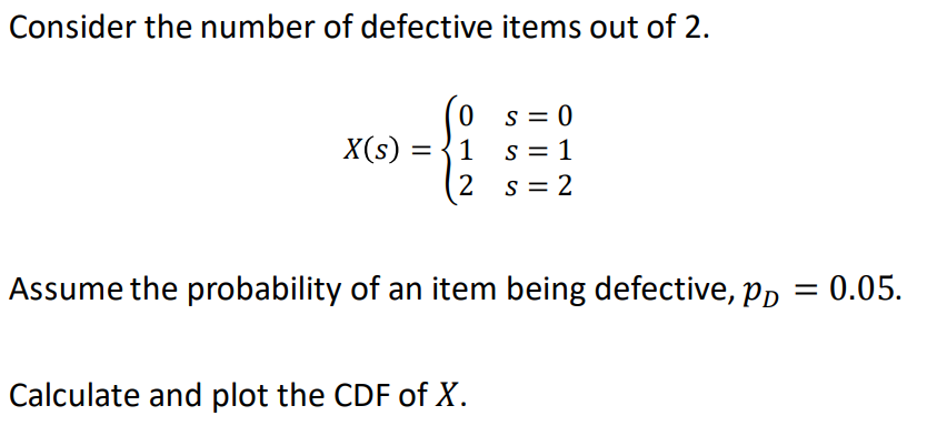 Solved Consider the number of defective items out of 2. 0 | Chegg.com