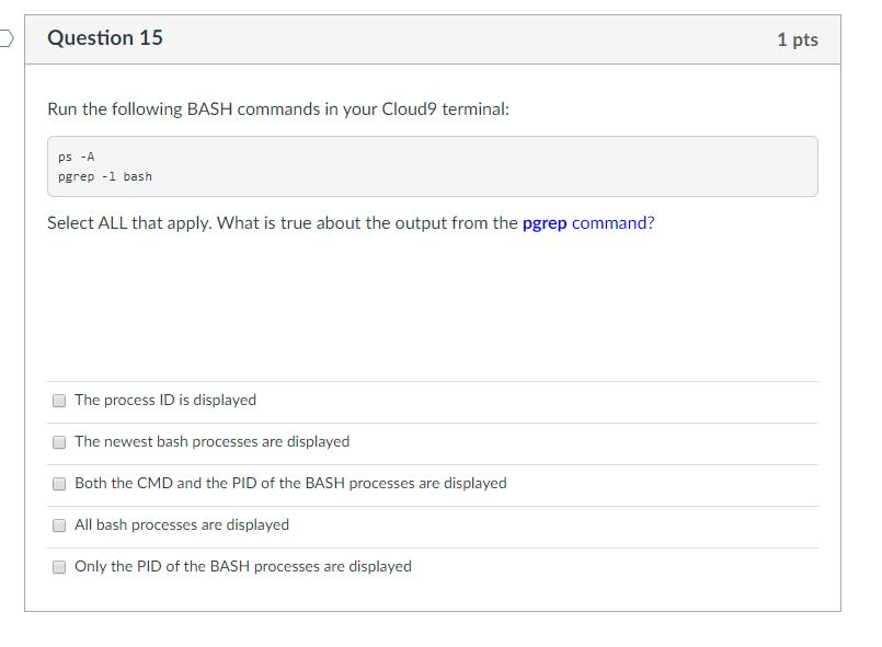 Solved Question 7 1 pts Select ALL that apply. What does the | Chegg.com