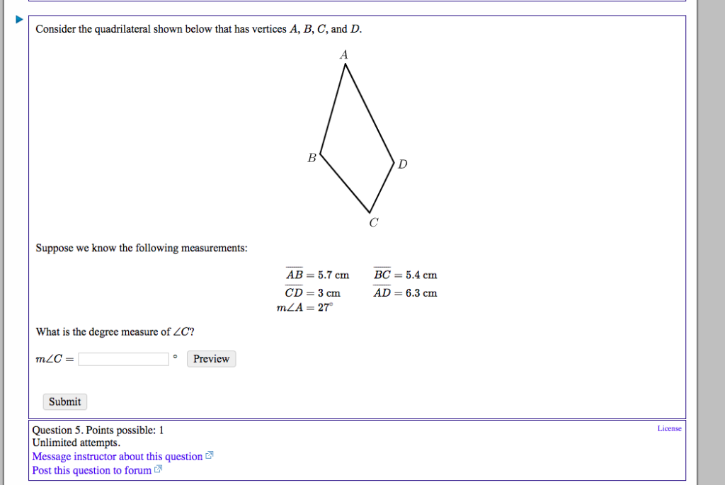 Solved Consider the quadrilateral shown below that has | Chegg.com