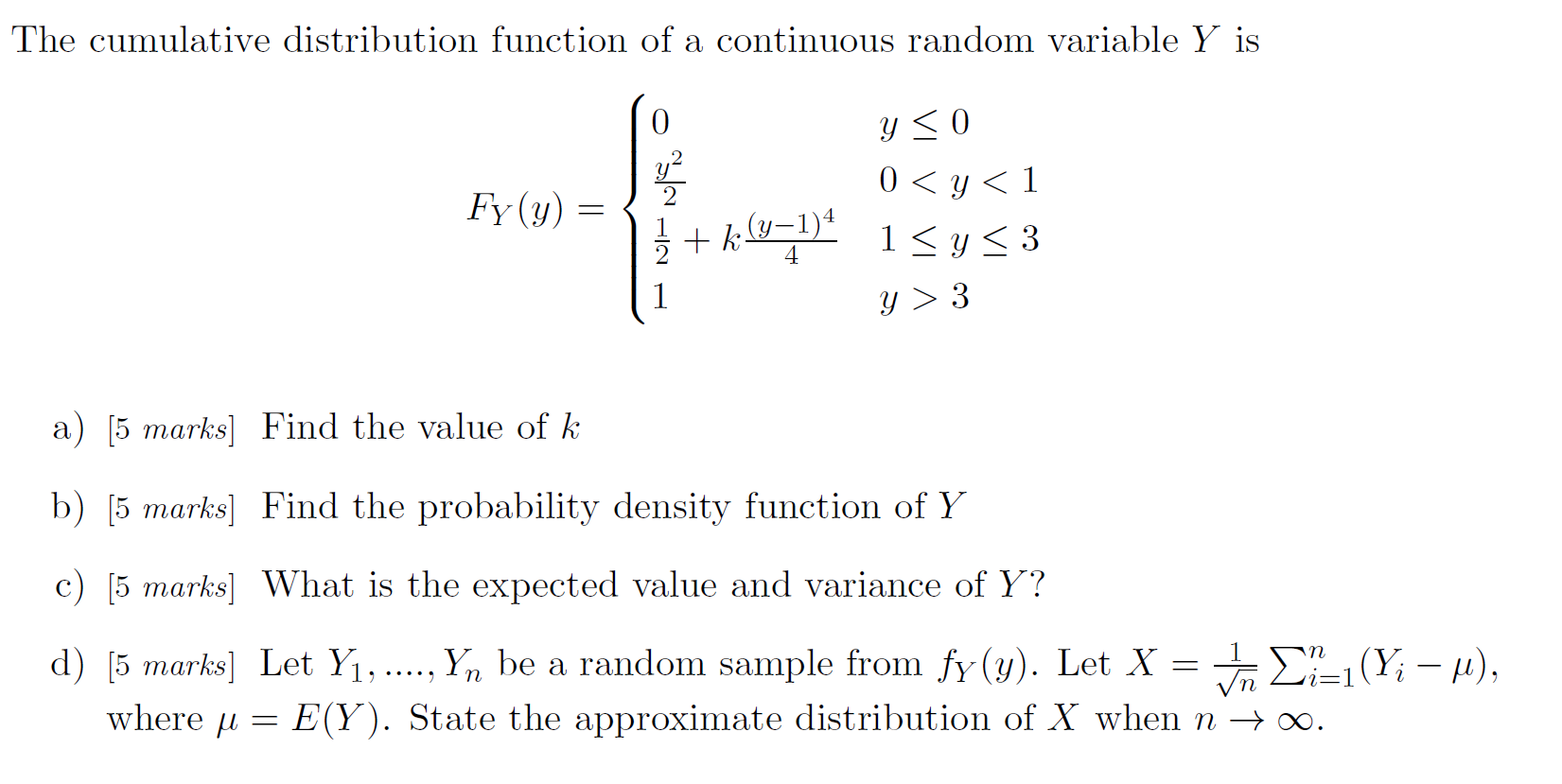 Solved The Cumulative Distribution Function Of A Continuous | Chegg.com