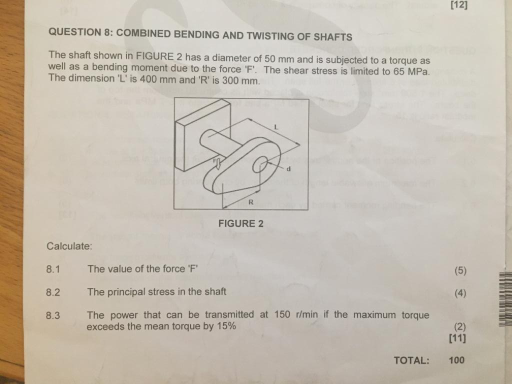 Solved [12] QUESTION 8: COMBINED BENDING AND TWISTING OF | Chegg.com