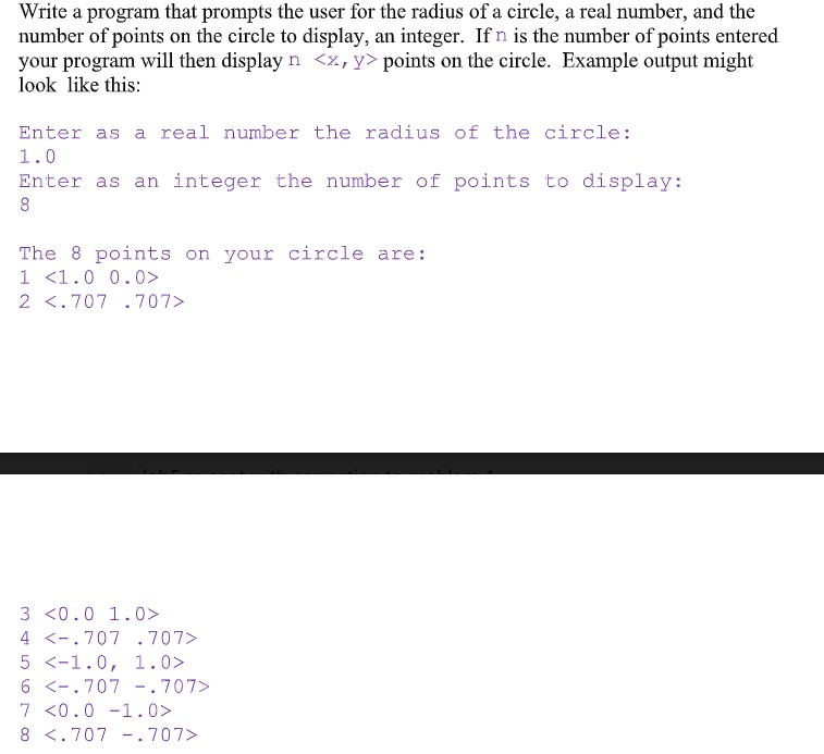 Solved Write a program that prompts the user for the radius | Chegg.com