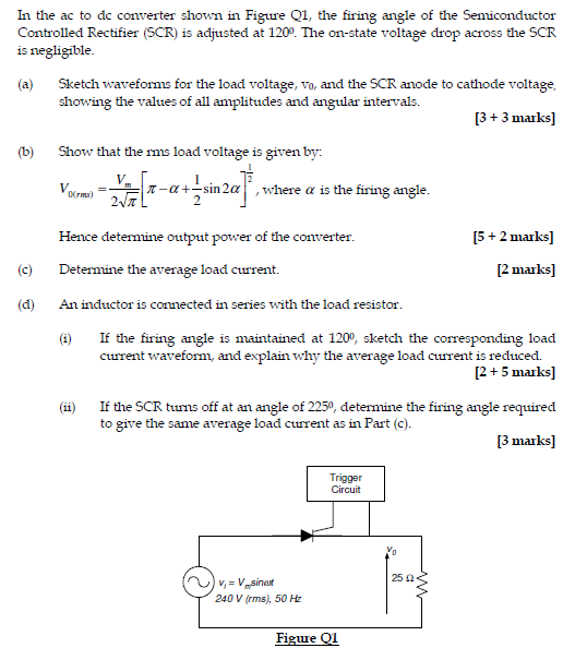 Solved In the acto de converter shown in Figue Q1, the
