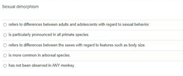 Solved Sexual Dimorphism Refers To Differences Between