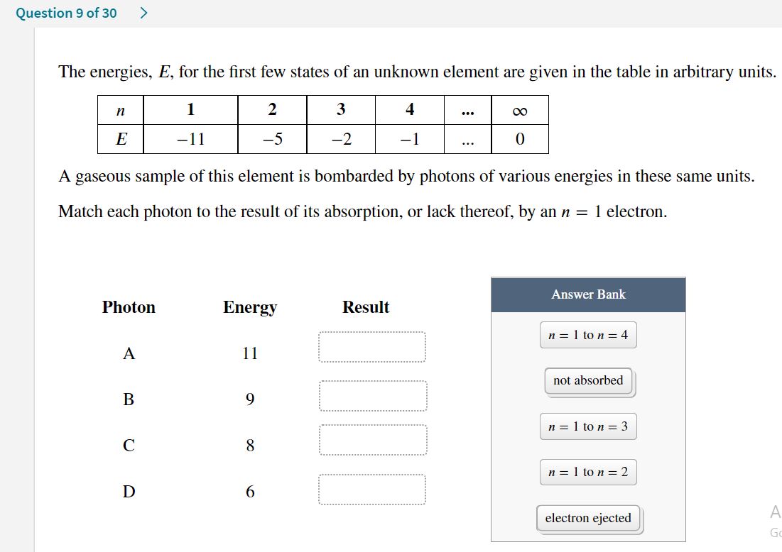 Solved The energies, E, for the first few states of an | Chegg.com