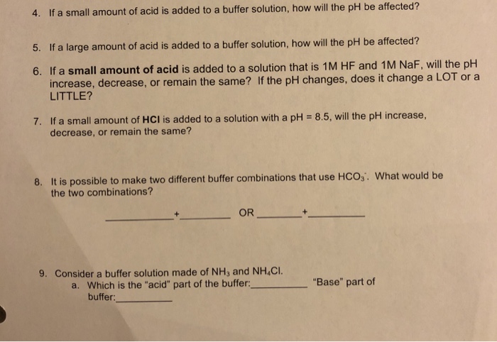 ph of buffer solution when acid is added