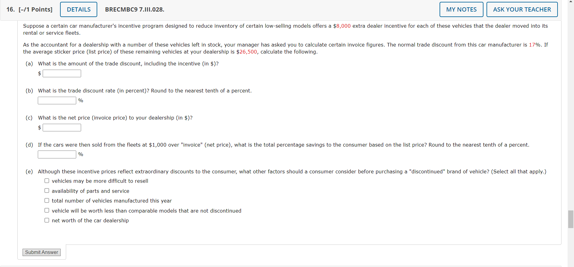 Solved 6. [- 1 Points] Brecmbc9 7.iii.028. Suppose A Certain 