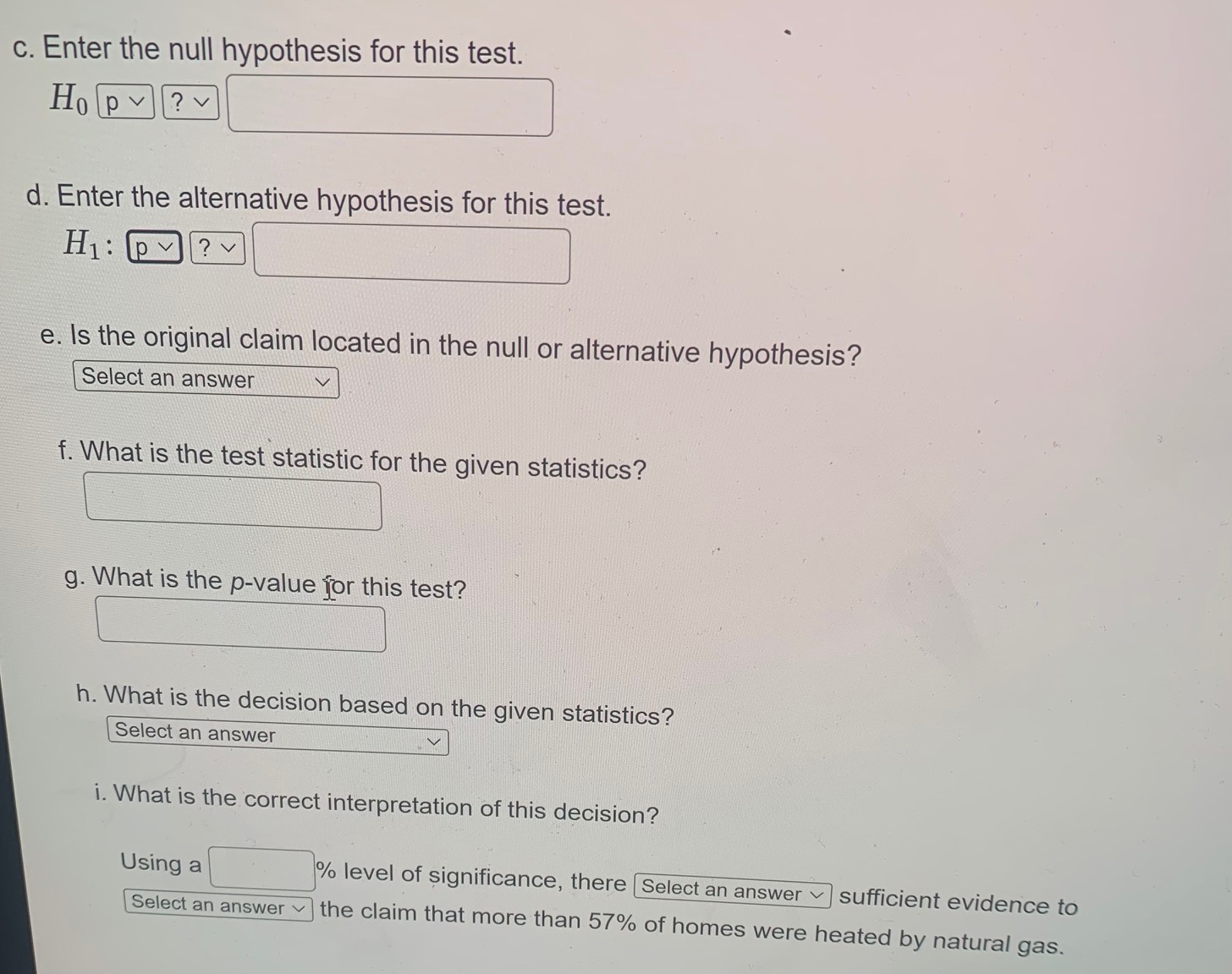 Solved c. Enter the null hypothesis for this test. H0 d. | Chegg.com