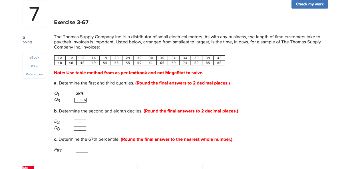 Solved Check my work Exercise 367 points The Thomas Supply