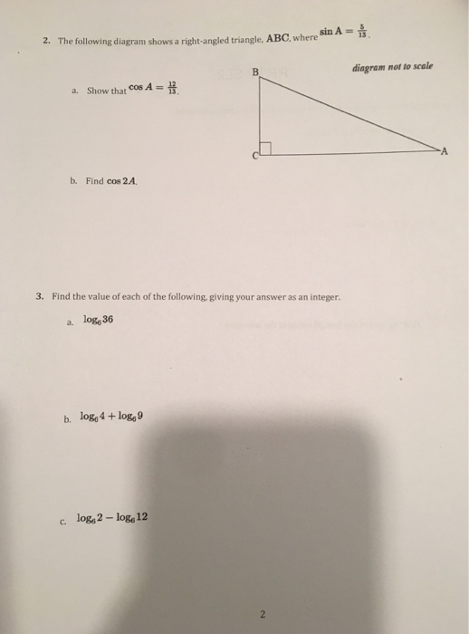 Solved The Following Diagram Shows A Right-angled Triangle, | Chegg.com