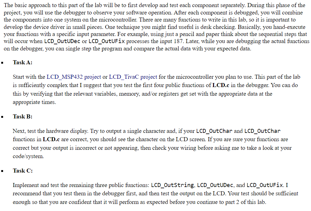 In this part of the lab, you will interface a 16×2 | Chegg.com