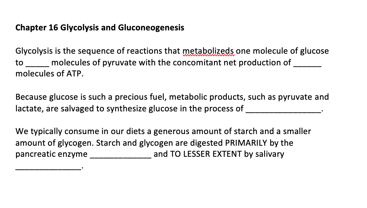 Solved Chapter 16 Glycolysis and Gluconeogenesis Glycolysis | Chegg.com