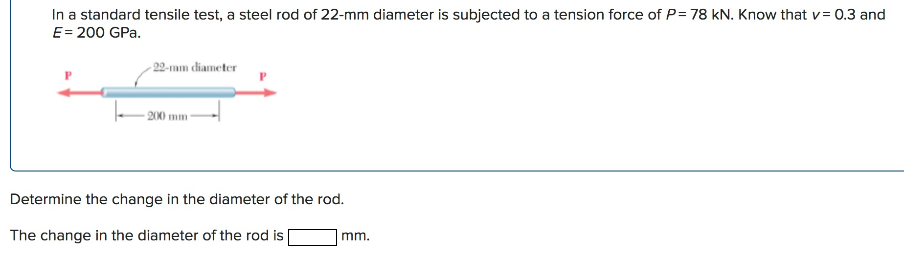 Solved In a standard tensile test, a steel rod of 22-mm | Chegg.com