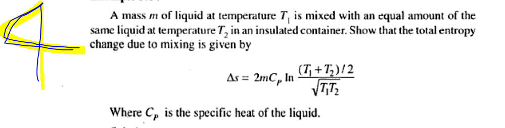 Solved A mass m of liquid at temperature T, is mixed with an | Chegg.com