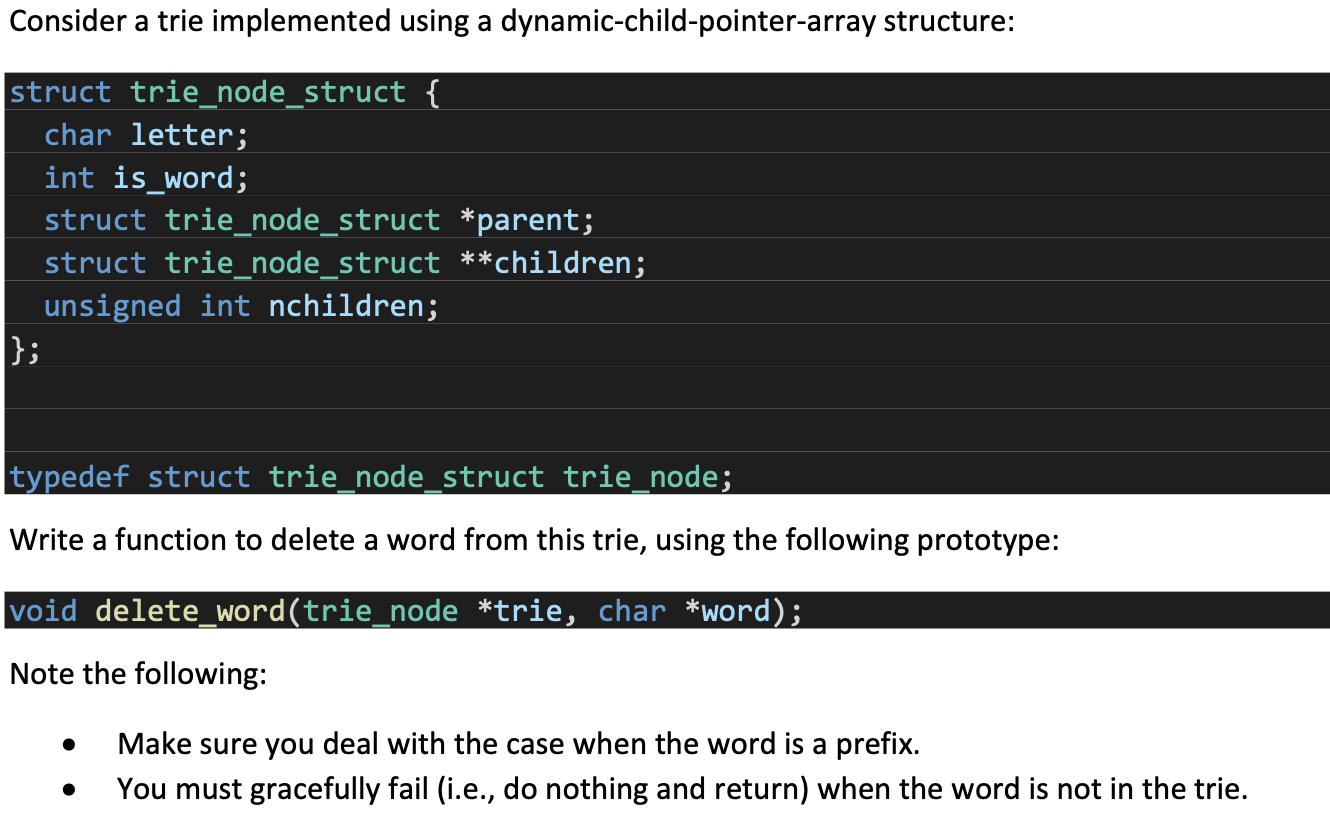 Solved Consider a trie implemented using a | Chegg.com