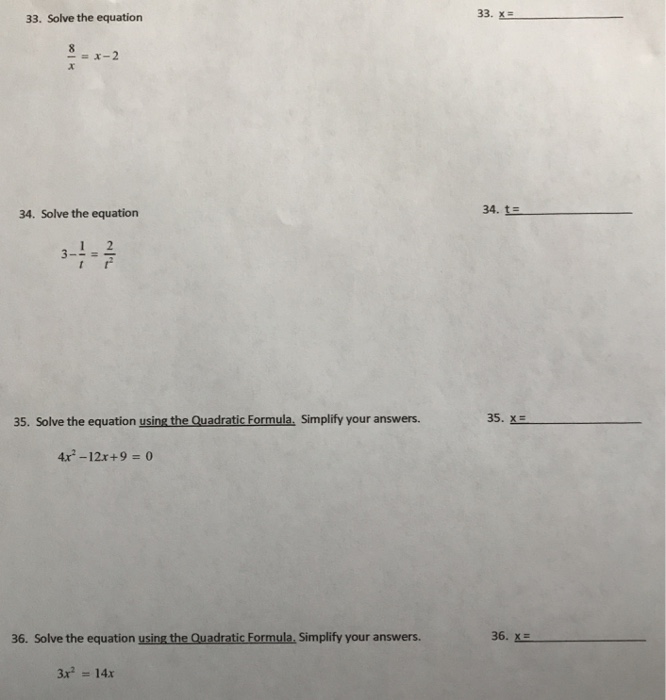 Solved 33. xE 33. Solve the equation 34. Solve the equation | Chegg.com