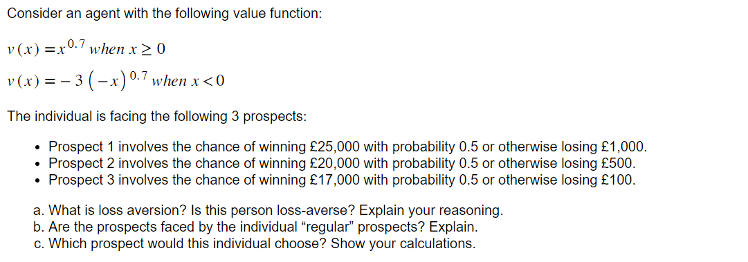 Solved Consider an agent with the following value | Chegg.com