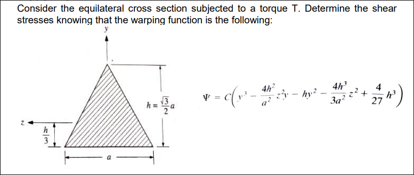 Solved Consider the equilateral cross section subjected to a | Chegg.com