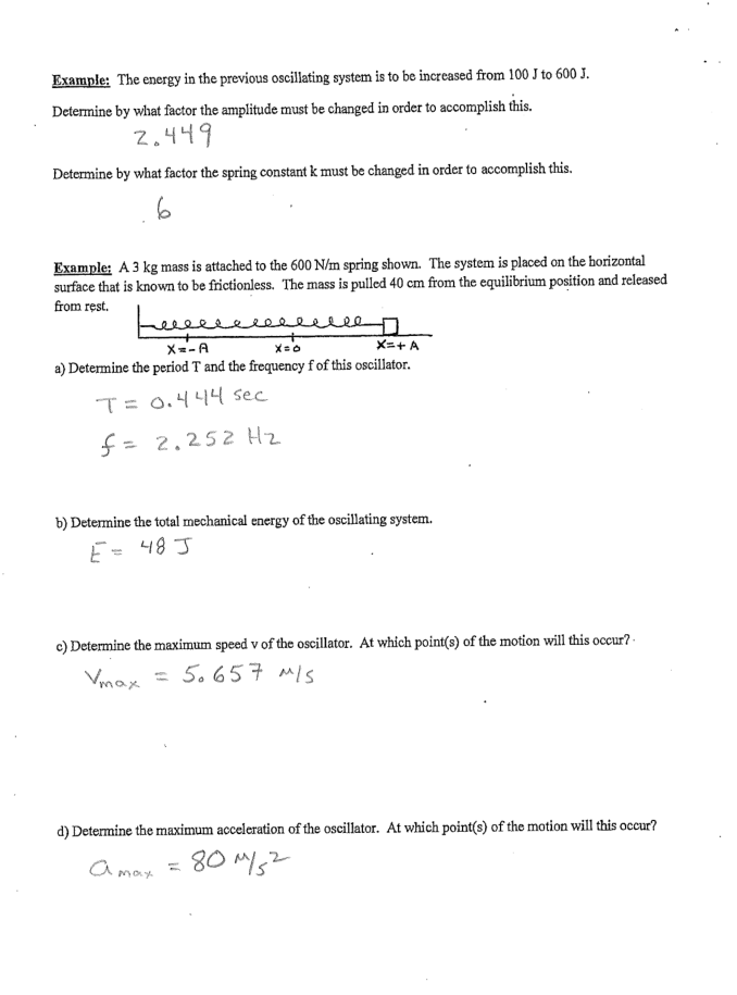 Solved Example: The energy in the previous oscillating | Chegg.com