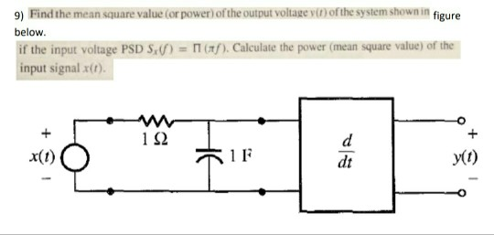 Solved 9) Findthe mean square value (or power) of the output | Chegg.com