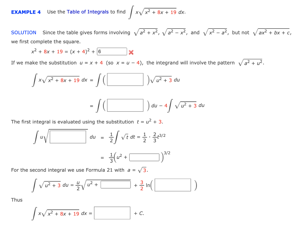 Solved EXAMPLE 4 Use the Table of Integrals to find J * XV | Chegg.com