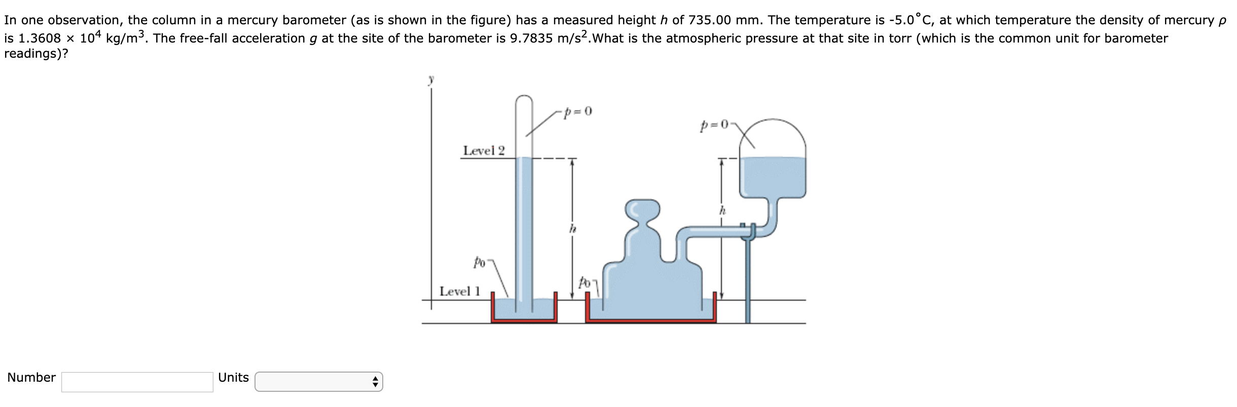 Solved In one observation, the column in a mercury barometer