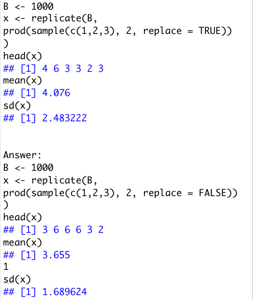 Solved Explain the code Why is the expected value and | Chegg.com