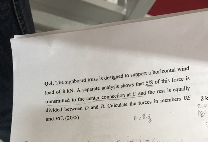 Solved Q.4. The signboard truss is designed to support a | Chegg.com