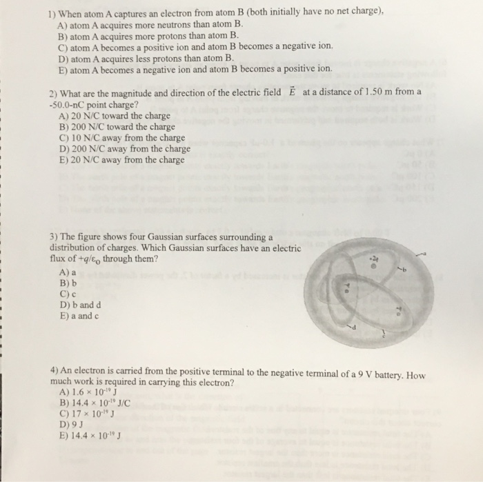 Solved When Atom A Captures An Electron From Atom B (both | Chegg.com