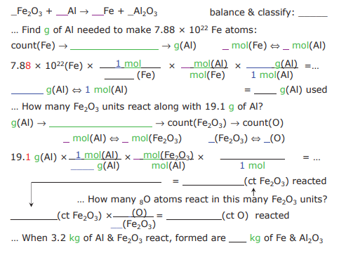 Solved ... _Fe2O3 + __AI → __Fe + _A1,03 balance & classify: | Chegg.com
