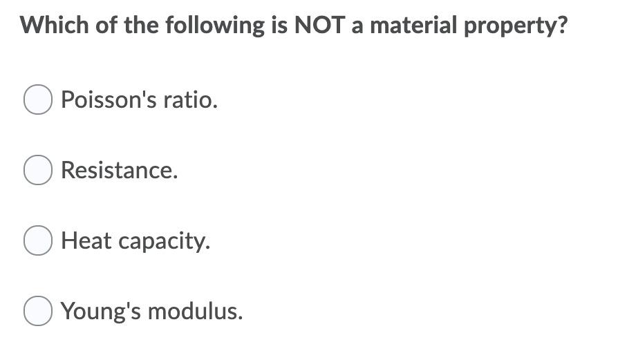 Which Of The Following Is Not A Material Property O Chegg Com