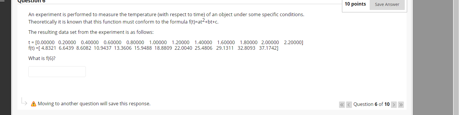 Solved 10 points Save Answer An experiment is performed to | Chegg.com