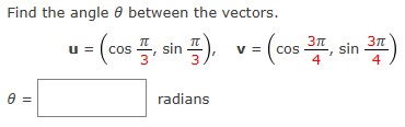 Solved Find the angle θ between the vectors. | Chegg.com