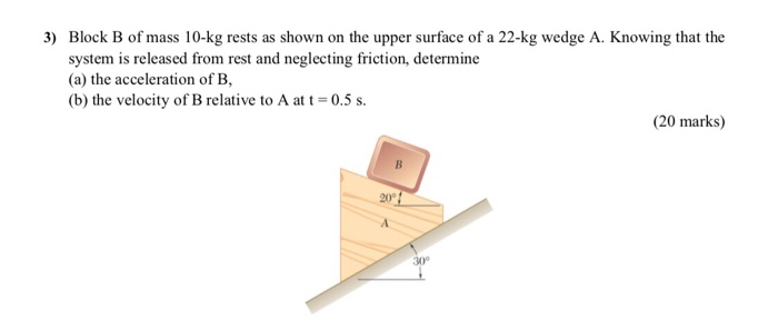 Solved 3) Block B Of Mass 10-kg Rests As Shown On The Upper | Chegg.com